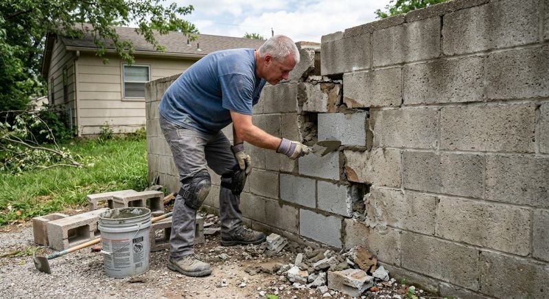Cinder Block Wall Repair in Cleveland, OH