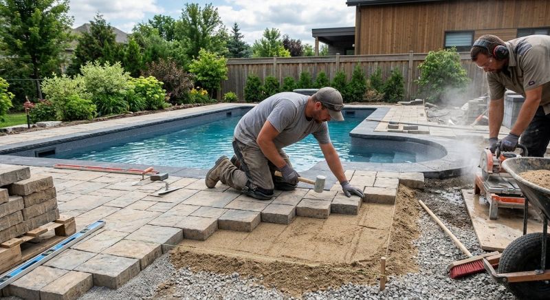 Poolside Hardscaping in Fairfield County, CT